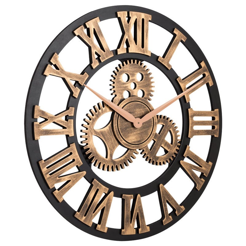 Oldtown Clocks 28" Industrial Steampunk Vintage Retro Home Decor Wall Clock (28 inches, Roman-Anti-Bronze) *Note: Decorative Gears DO NOT Move* - Image 3